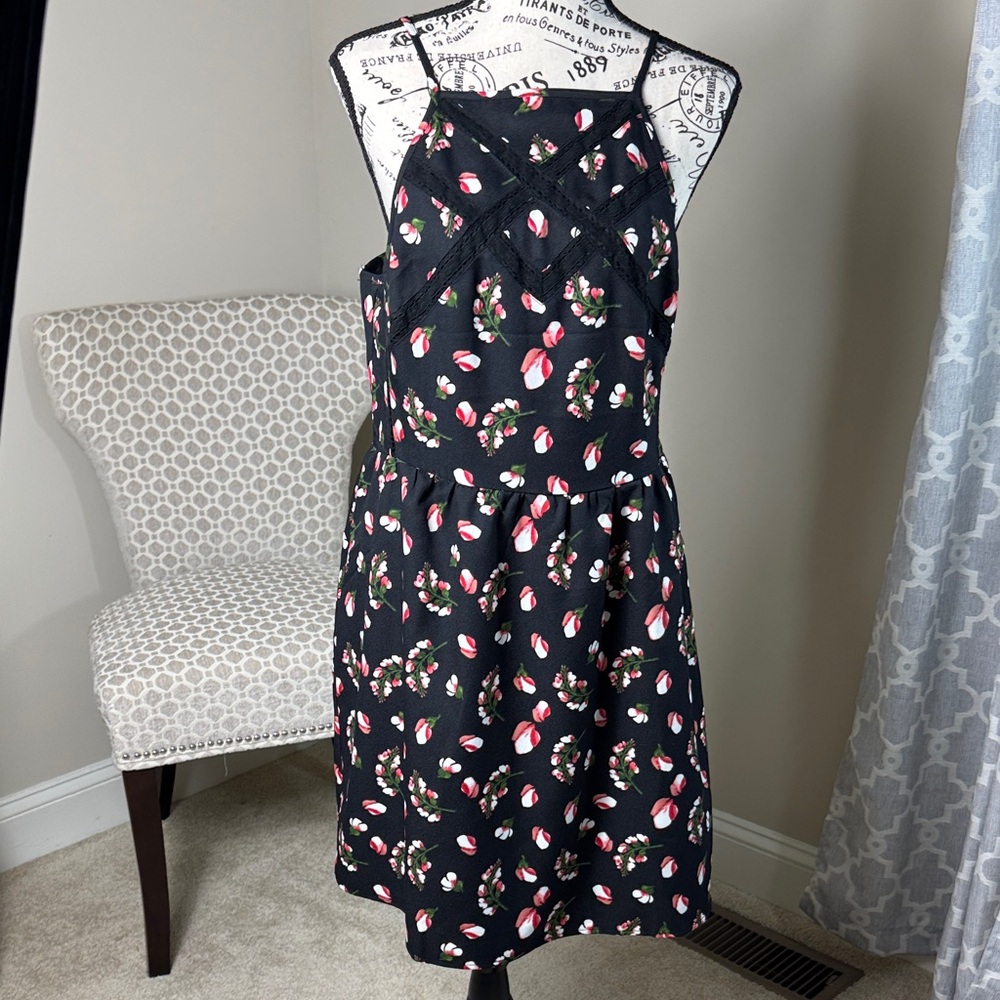 L Love Floral Black Dress